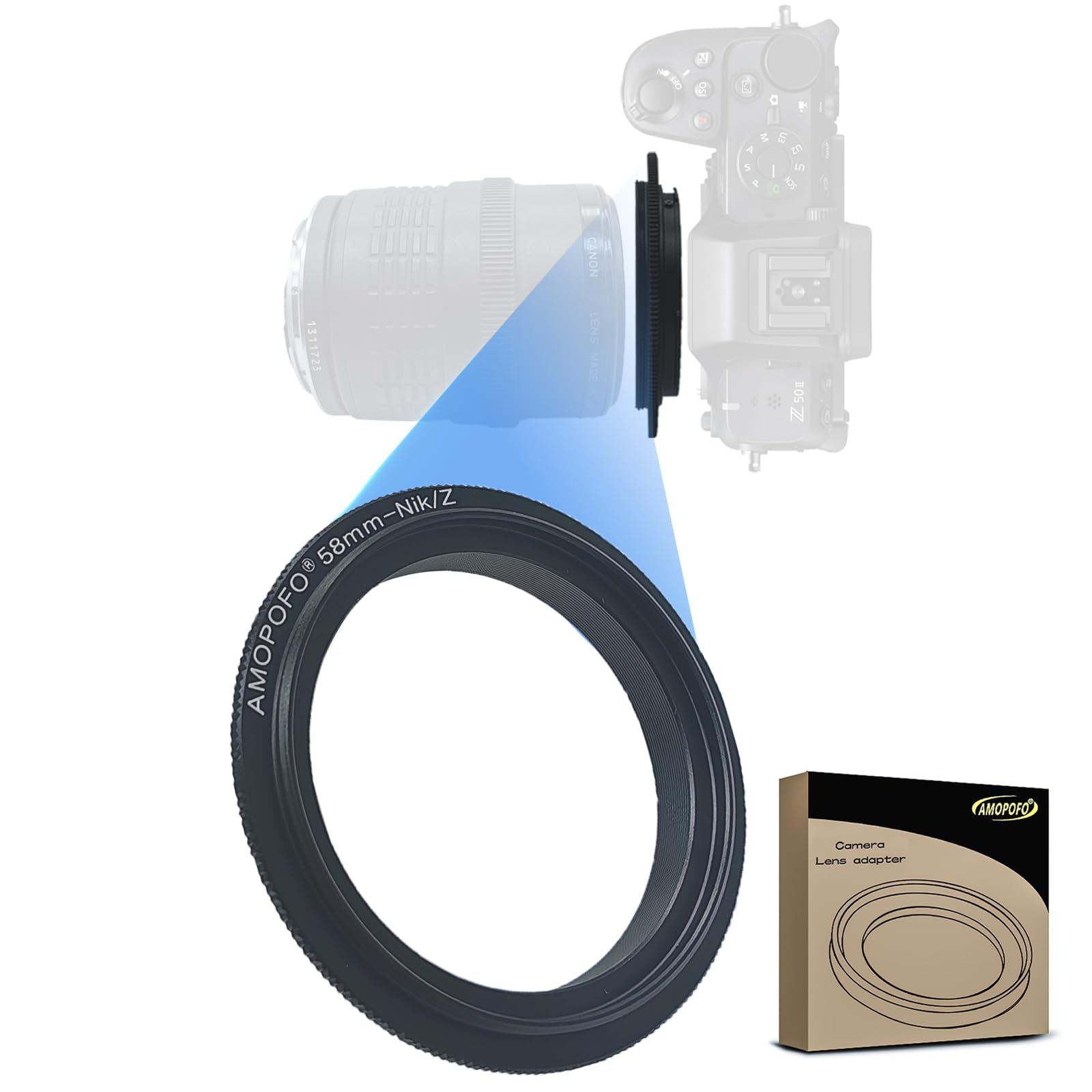 58mm to Nik Z Filter Thread Macro Reverse Mount Adapter Ring,For Niko Z mount Z6 Z7 camera