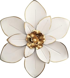 Picfarce Metall-Wanddeko Blume, rustikale moderne Blumenskulptur, Wand­hängedeko aus Eisen, Akzent­kunst für drinnen und draußen, Küche, Schlafzimmer, Wohnzimmer, Büro, Garten, Terrasse, 25 cm