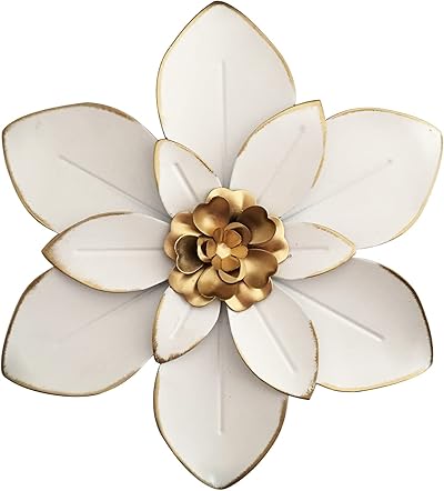 Picfarce Metall-Wanddeko Blume, rustikale moderne Blumenskulptur, Wand­hängedeko aus Eisen, Akzent­kunst für drinnen und draußen, Küche, Schlafzimmer, Wohnzimmer, Büro, Garten, Terrasse, 25 cm