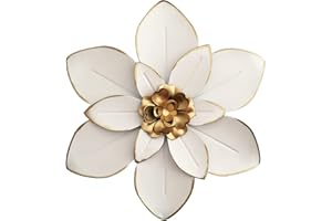 PICFARCE Metal Flower Wall Art Decor, 10“ Rustic Modern Floral Sculpture, Distressed Iron Wall Hanging Home Decoration Accent Artworks for Indoor Kitchen Bedroom Living Room Office Outdoor Garden Patio