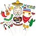 LUOEM 20Pcs Mexican Fiesta Photo Booth Props Selfie Props for Mexican Birthday Wedding Bachelorette Fiesta Themed Party Favors Supplies Decorations