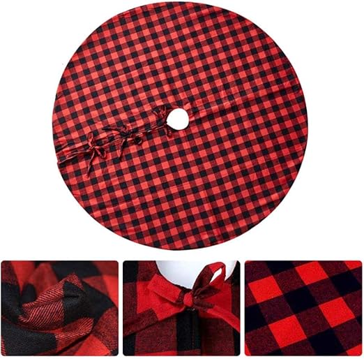 LASISZ 48 Falda para árbol de Navidad de 50 Pulgadas Cuadros Rojos y