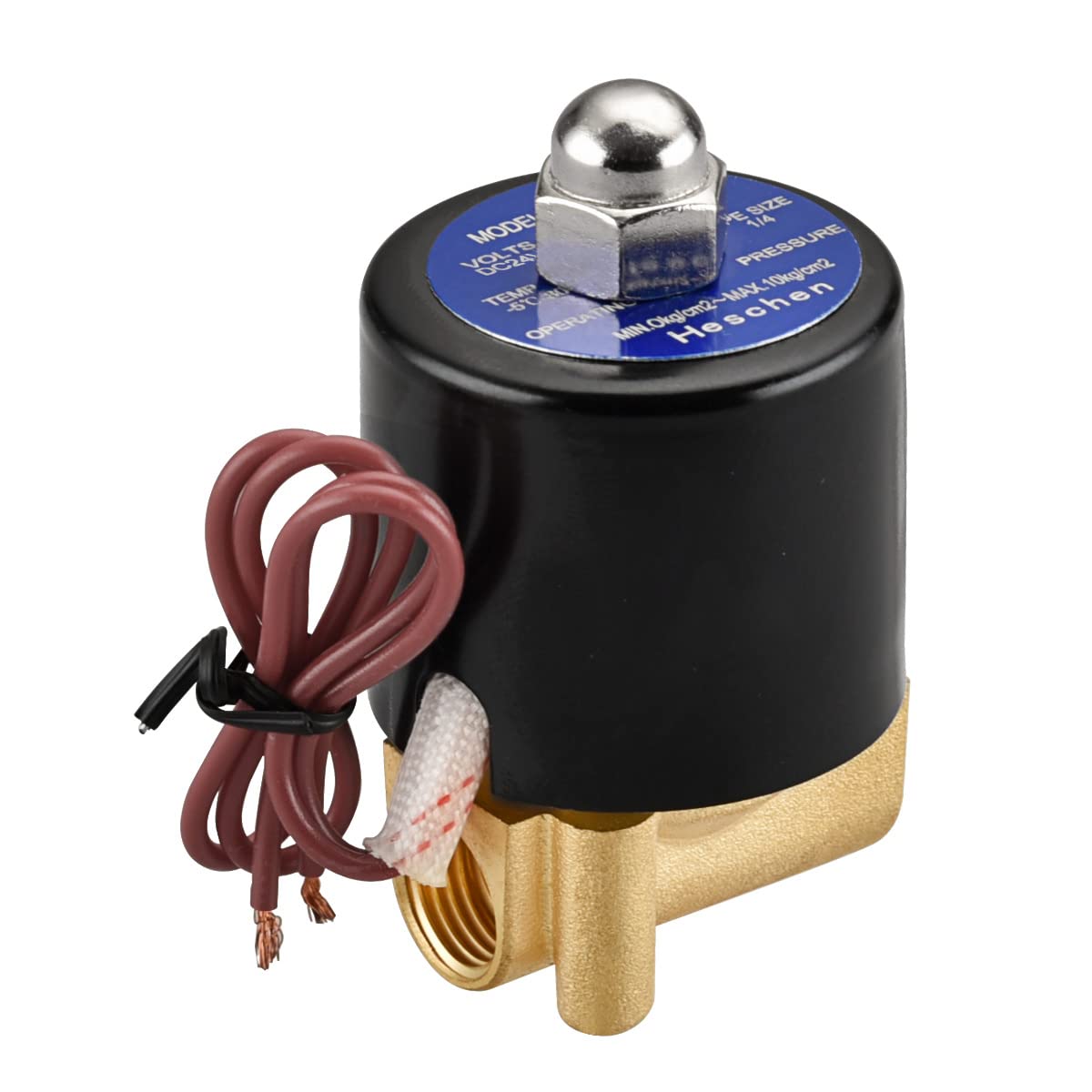 Heschen Brass Electric Solenoid Valve 2W-025-08 PT 1/4 Inch Direct Action Water Normally Closed Replacement Valve (DC24V-NC)