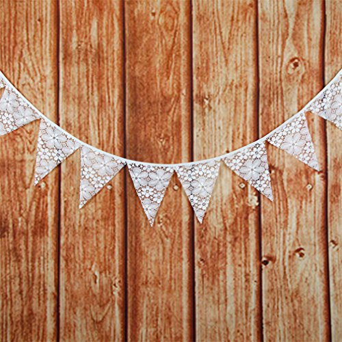 Happlu 12 Flags 3 2m White Lace Cotton Fabric Bunting Pennant Flag