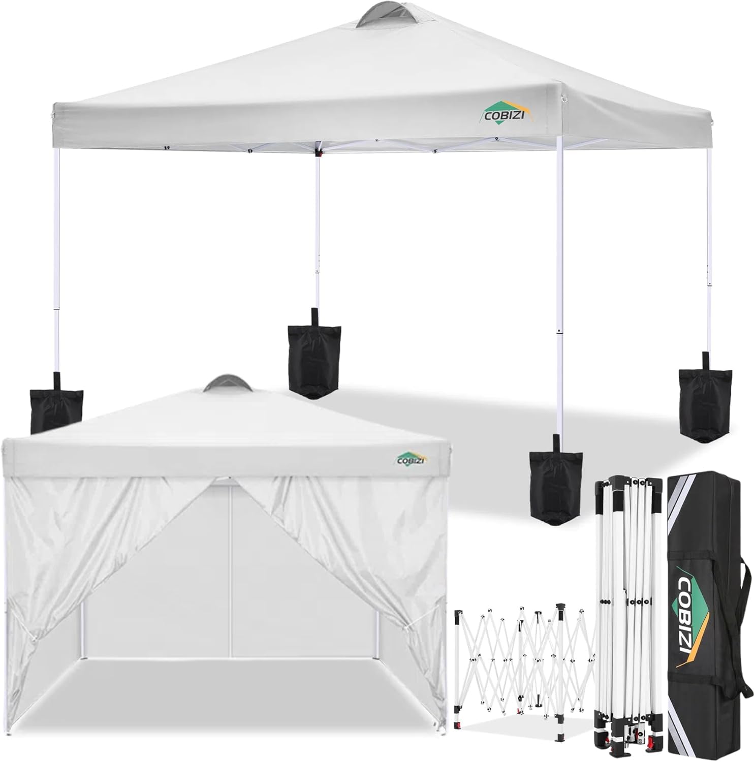 Photo 1 of (used item) COBlZI 10x10 Pop Up Canopy Tent with 4 Removable Sidewalls Waterproof Commercial Easy up