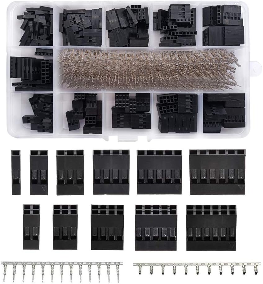 YIXISI Dupont Connector Kit 620Pcs 2.54mm Pins Housings Crimp Terminals
