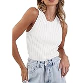 INFITTY Womens Ribbed Tank Tops Crew Neck Slim Fitted Sleeveless Top Casual Basic Summer Knit Sexy Crop Tops