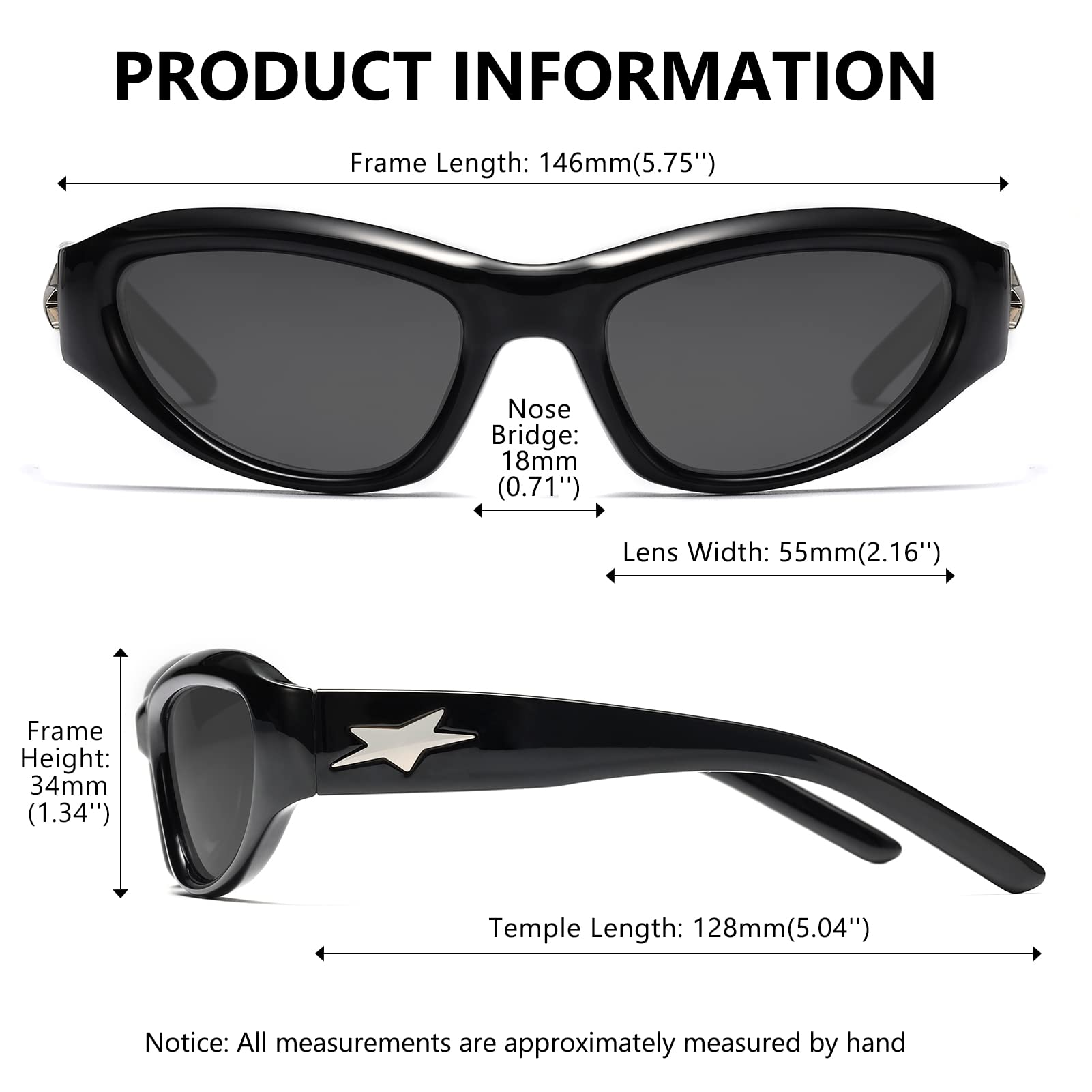 LIKSMU Wrap Around Street Fashion Sunglasses for Women Men Swift Oval Trendy Shades