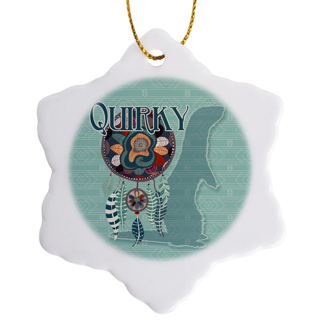 3dRose Otter Native American Animal Spirit with a Dream Catcher Quirky Snowflake Ornament, Multi-Colour, 3-Inch