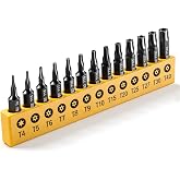 DTTIYXI Torx Star Punch &amp; Security Bit Set 13PCS 1-Inch, S2 Steel Tamper Proof Bits with Hole (T4, TT5-TT40) for Electronics, Auto &amp; Impact Driver, 1/4" Hex Shank Specialty Bits