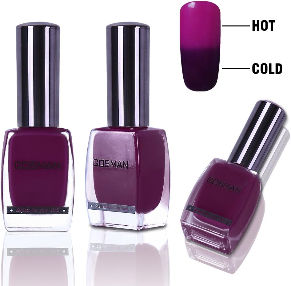 GOSMAN Temperature Color Changing Nail Lacquer Varnish Thermal Color Change Nail Art Polish Quick Dry 60 Seconds 15ML 15028