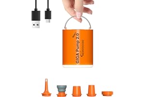 GIGA PUMP Portable Air Pump for Inflatables, 4kPa Mini Air Mattress Pump with Camping Light, 1300mah Battery Rechargeable Pump Inflator/Deflator for Swimming Rings, Air Mattress, Pool Float, Vacuum Bags