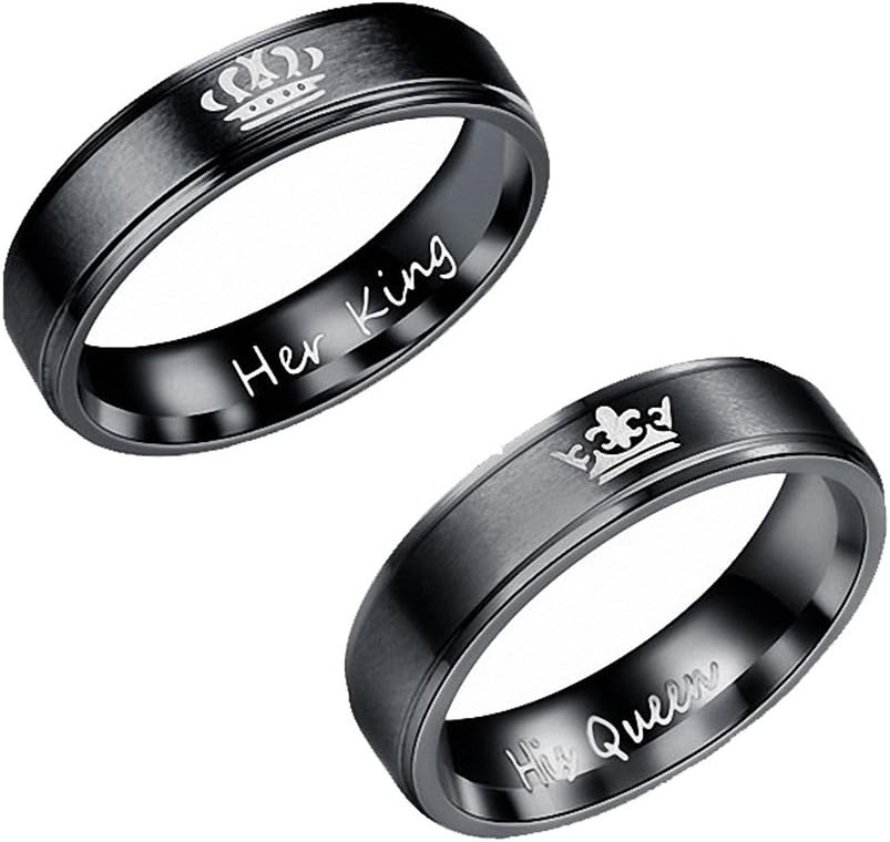 Kalapure His & Hers Real Love Heart Promise Ring Stainless Steel Couples Wedding Engagement Bands Top Ring, 6mm Width