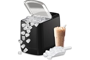 KQZ Ice Maker Countertop with Self-Cleaning, Bullet Ice Fast Making in 3.5 Mins, Compact Ice Machine with Ice Scoop/Basket, Perfect for Home Kitchen Party Camping Bar Office Outdoor RV