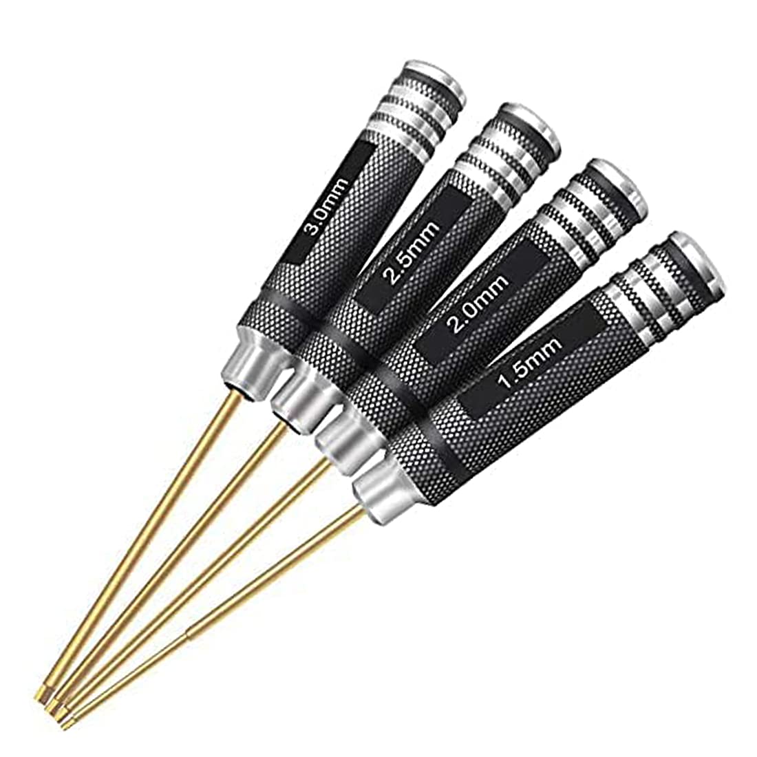 4pcs 1.5mm 2.0mm 2.5mm 3.0mm Hex Screw Driver Set Titanium Hexagon Screwdriver Wrench Tool Kit for Multi-Axis FPV Racing Drone RC Quadcopter Helicopter Car Models …