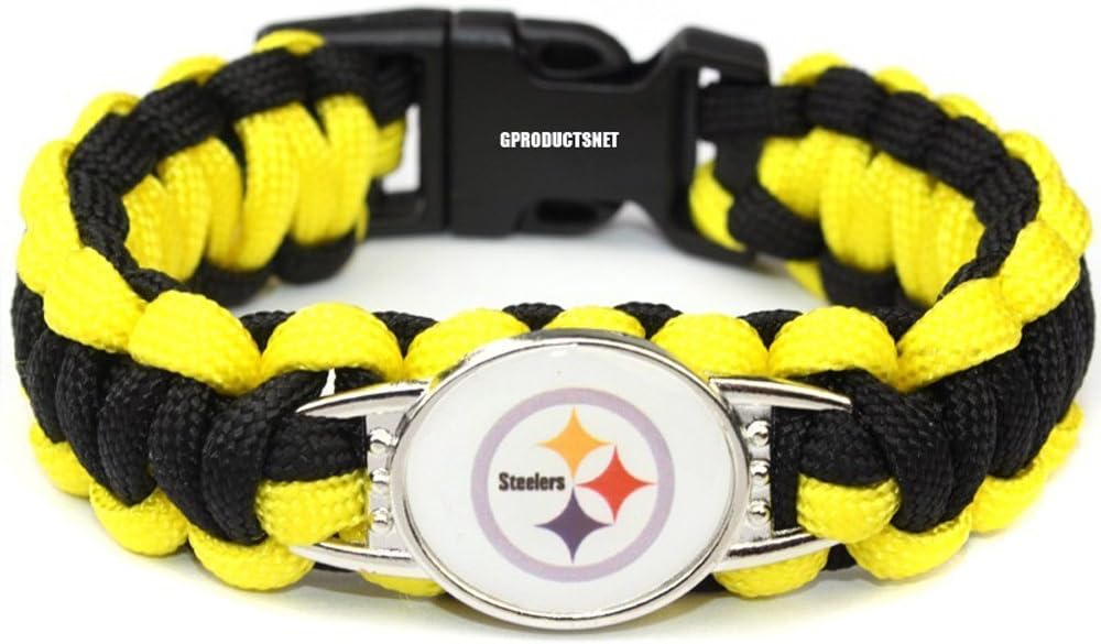 NFL Pittsburgh Steelers Paracord Bracelet for Women & Men - Paracord Survival Strap Bracelet