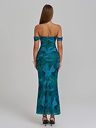 KUTUMAI Off The Shoulder Maxi Long Dress Corset