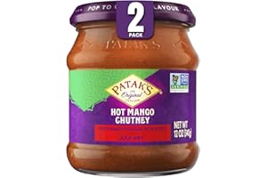 PATAK'S Patak’s Hot Mango Chutney - Sweet & Spicy Mango Chutney with Paprika & Red Chile - Vegan & Gluten-Free - Perfect for Meats, Cheese Platters & Veggie Dips - 12 oz (Pack of 2)