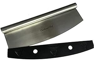 Checkered Chef Pizza Cutter - Sharp Stainless Steel Rocker Knife w/Plastic Blade Sheath - Dishwasher Safe, Outdoor Pizza Oven Accessories - 16 Inch