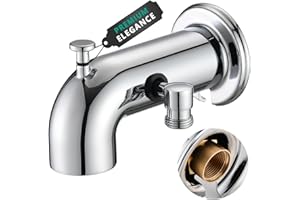 YASINU Long Tub Spout with Diverter Chrome, Bathtub Faucet with Shower Water Diverter for Hand Shower Fits Threaded 1/2" or 3/4" IPS