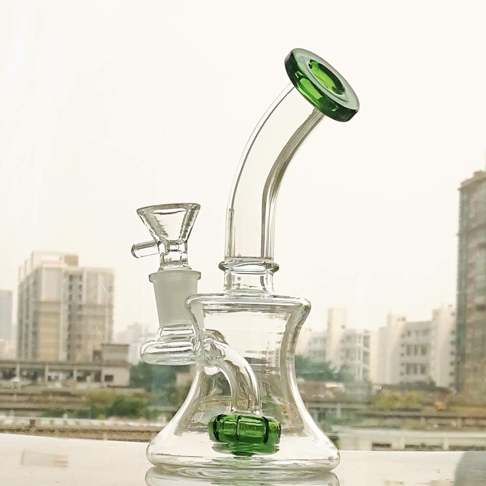 OUL Clear Glass Bottle 100ml Hand Blown Decorative Glass Vase Green Bottle Month