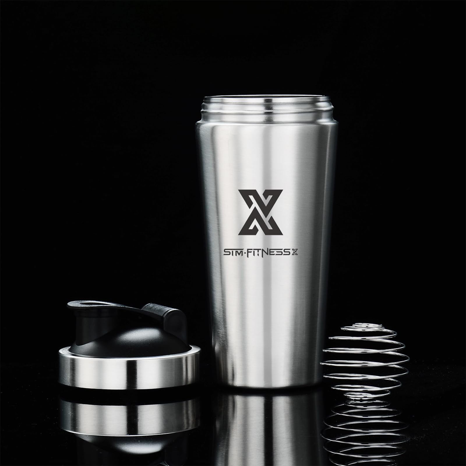X SIM FITNESSX Shaker Edelstahl 700ml Sport Fitness Yoga Gym Shaker Bottle Mixer (Edelstahl 700ML) 3