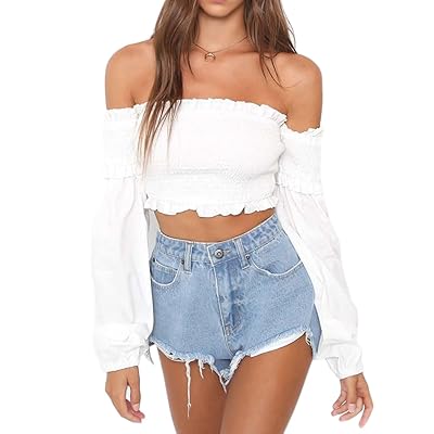 Womens Casual Long Sleeve Crop Tops Off Shoulder Switzerland Ubuy