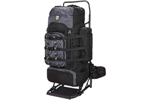 TideWe Hunting Backpack, External Frame Hunting Bag, Large Capacity Hunting Pack for 3-5 days with Rain Cover (Camo, Black)