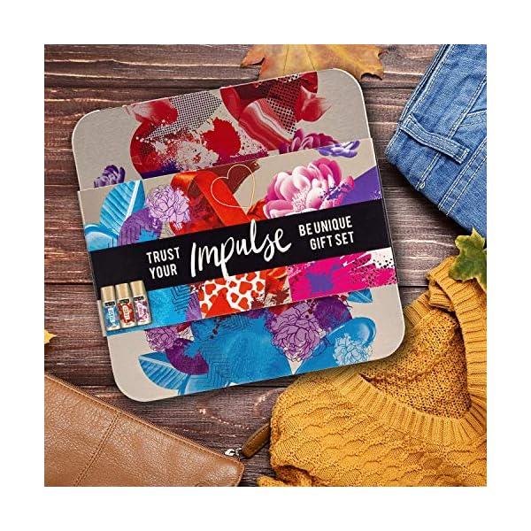 Impulse Be Unique Mini Tin Gift Set, Body & Skin Care Kit, with Body Spray Antiperspirant Trio for Long Lasting Fresh…