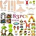 COSSY Dinosaur Theme Wooden Train Set - 81 pcs Railway Tracks & Accessories, Magnetic Trains Cars for Toddlers & Older Kids (Large)