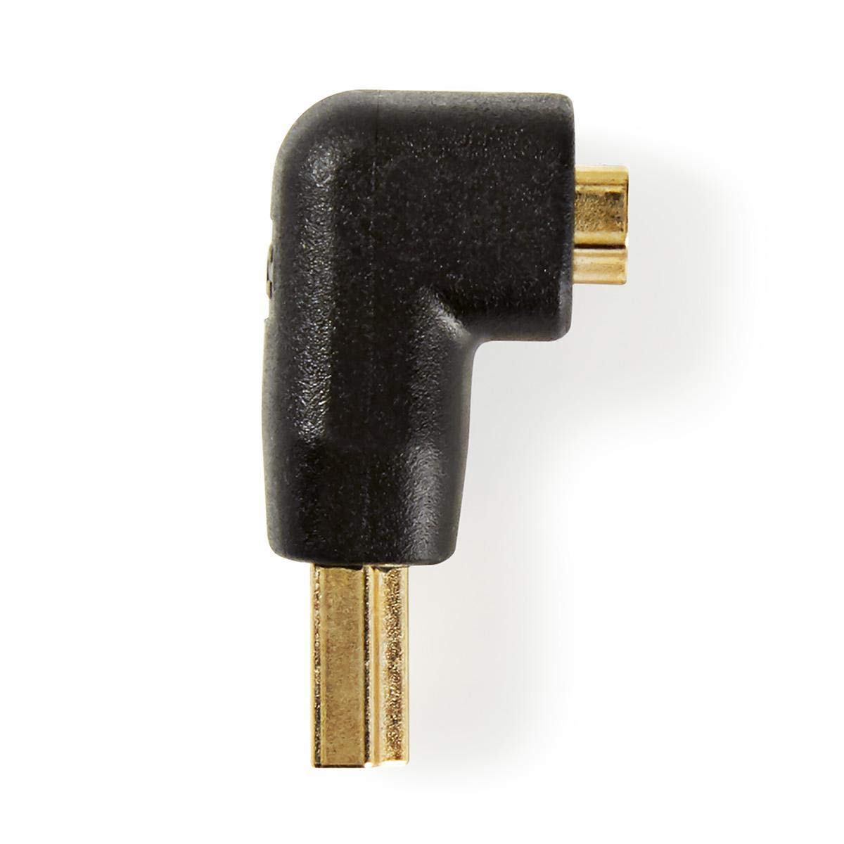 Nedis HDMI Adapter, Gold Plated, Black - This HDMI Adapter With A 90° Angled Connector Makes It Possible For You To Connect Your HDMI Cable In Tight Spaces And Place Your TV Closer To The Wall