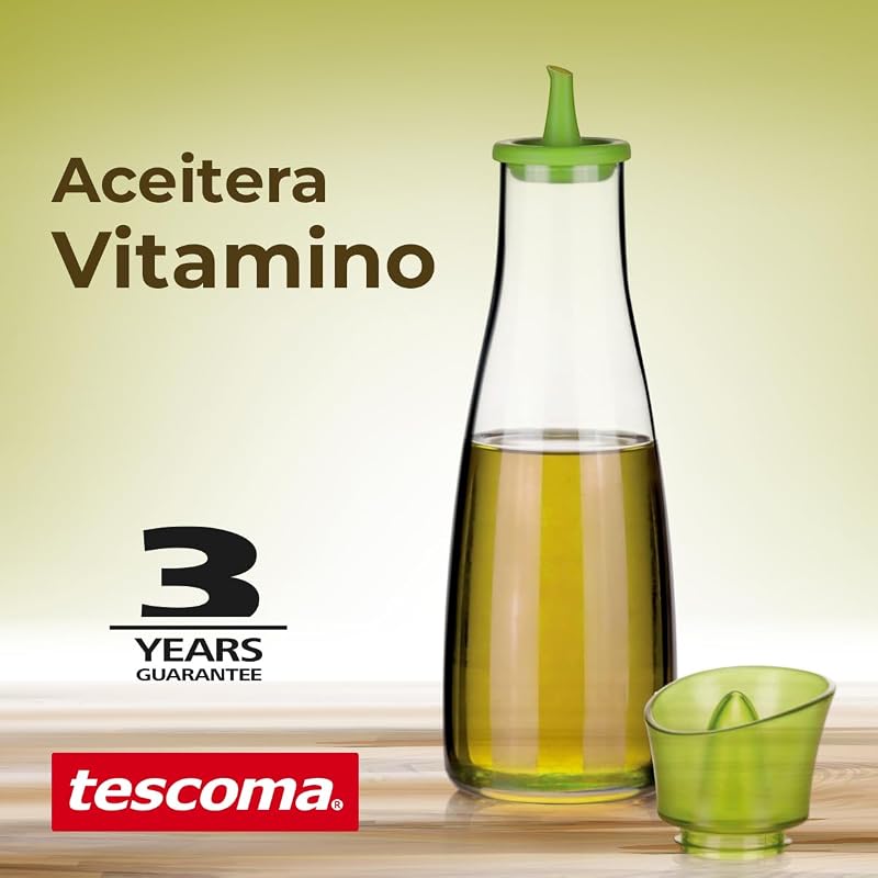 - Aceitera de Vidrio Borosilicato con Vertedor de Silicona - 250 ml - Ideal para Aceite, Vinagre y Salsas - Apta para Lavavajillas - Dosificador para Cocina y Mesa