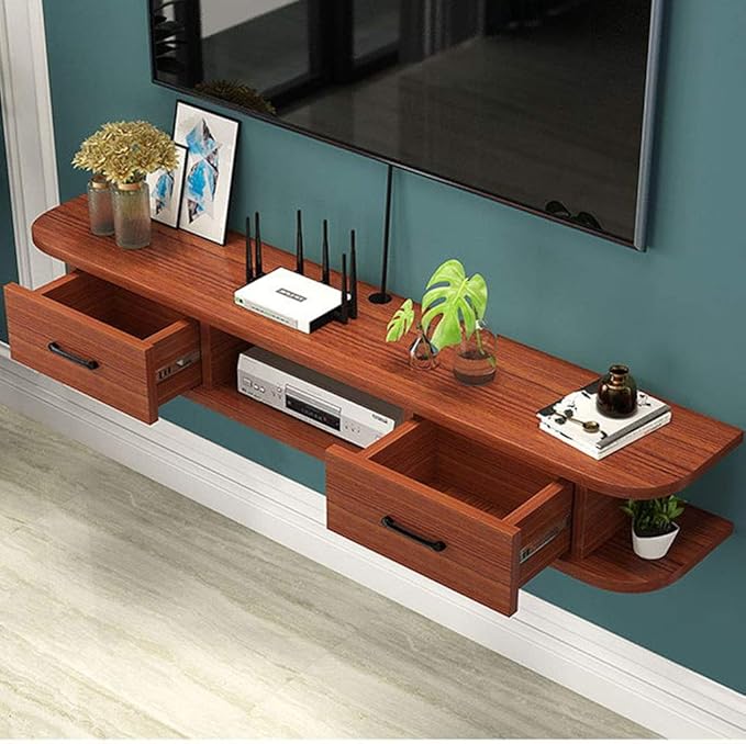 Floating TV Shelf Wall Mounted Media Console with Drawers