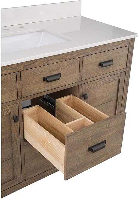 Home Decorators Collection Stanhope 49 In W X 22 In D Vanity In Reclaimed Oak And Engineered Stone Vanity Top In Creamed Coffee With White Sink Amazon Com