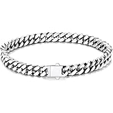 U7 Cuban Link Bracelets for Men Stainless Steel Wrist Bracelet Silver Black Gold Cuban Hand Chain Bracelet for Mens Women, 5/7/9/12mm Width, 7.5/8.3/9 Inch Length Classic Jewelry with Box Packed