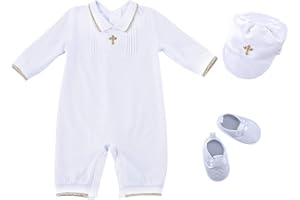 Bow Dream Baby Boy Baptism Outfit Romper with Hat