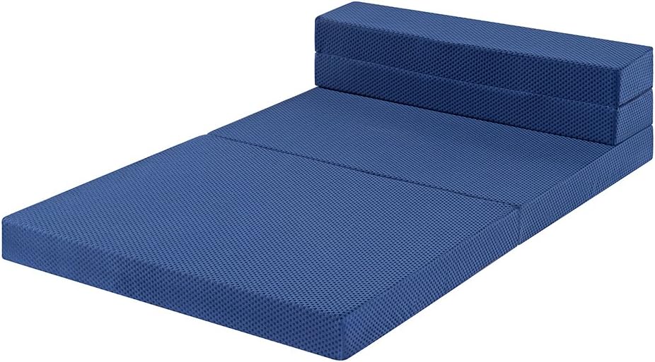Sleeplace 4 Inch Multi-Foldable I-Gel infused Memory Foam Topper， Blue, Twin XL size