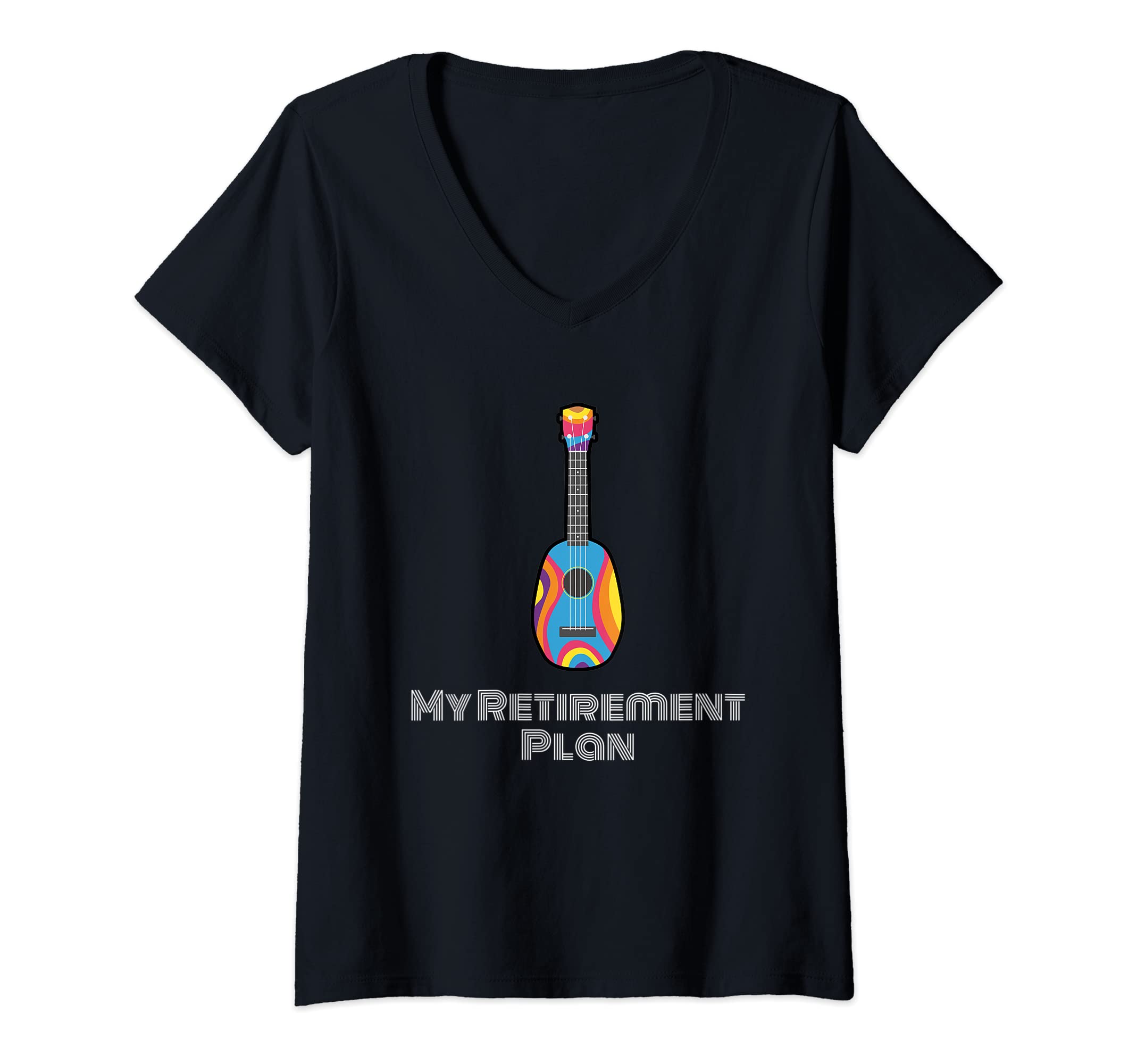 Womens Guitar Retirement Plan for Ukulele Player Musician Guitarist V-Neck T-Shirt