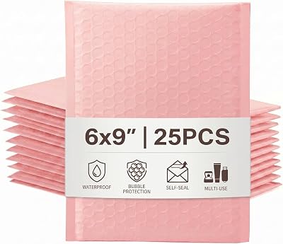 Switory 25Pcs Padded Envelopes 15.3x22.9cm Bubble Mailers Pale Pink