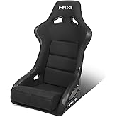 NRG Innovations NRG-FRP-301 Fiber Glass Fixed Back Bucket Racing Seat (Large), 4pt Harness Compatibility, Black Seat Cover, 23&ldquo;W X 35"H X 18"D