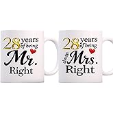 SIUNY 28 Year Anniversary For Couple Coffee Mugs Set of 2-28th Wedding Gifts Decorations for Parents Grandparents Husband Wife Him Her 11oz (28th)