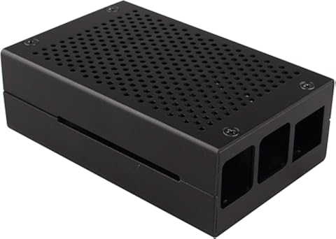 JYOPTO Carcasa de aleación de aluminio con ventilador compatible con Raspberry Pi 4B Raspberry Pi 4 modelo B (no incluye Raspberry Pi Board) (negro)
