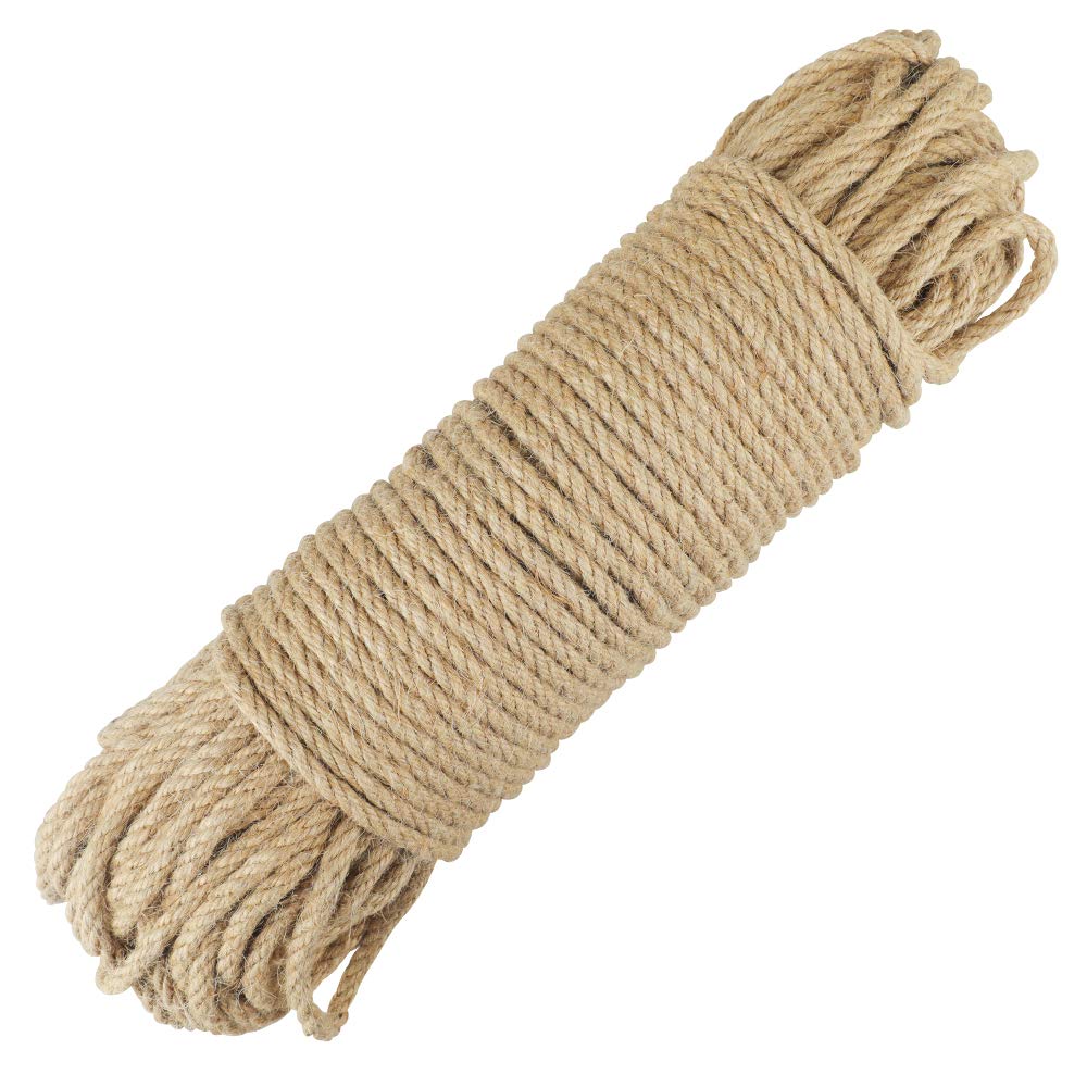 jijAcraft 6MM Thick Jute Rope: 50M Natural Jute Twine Brown Craft Twine String Strong Garden Hemp Rope for Plant Protection, Cat Scratching Post, DIY Craft Projects, Hanging, Wrapping