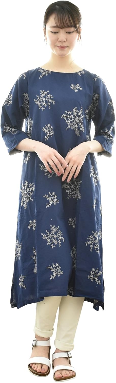 Amazon Co Jp Nn Npo8098 M L ネイビー 85 クラウドナインピュア Cloudnine Pure 花刺繍ワンピース Nn Npo8098 服 ファッション小物