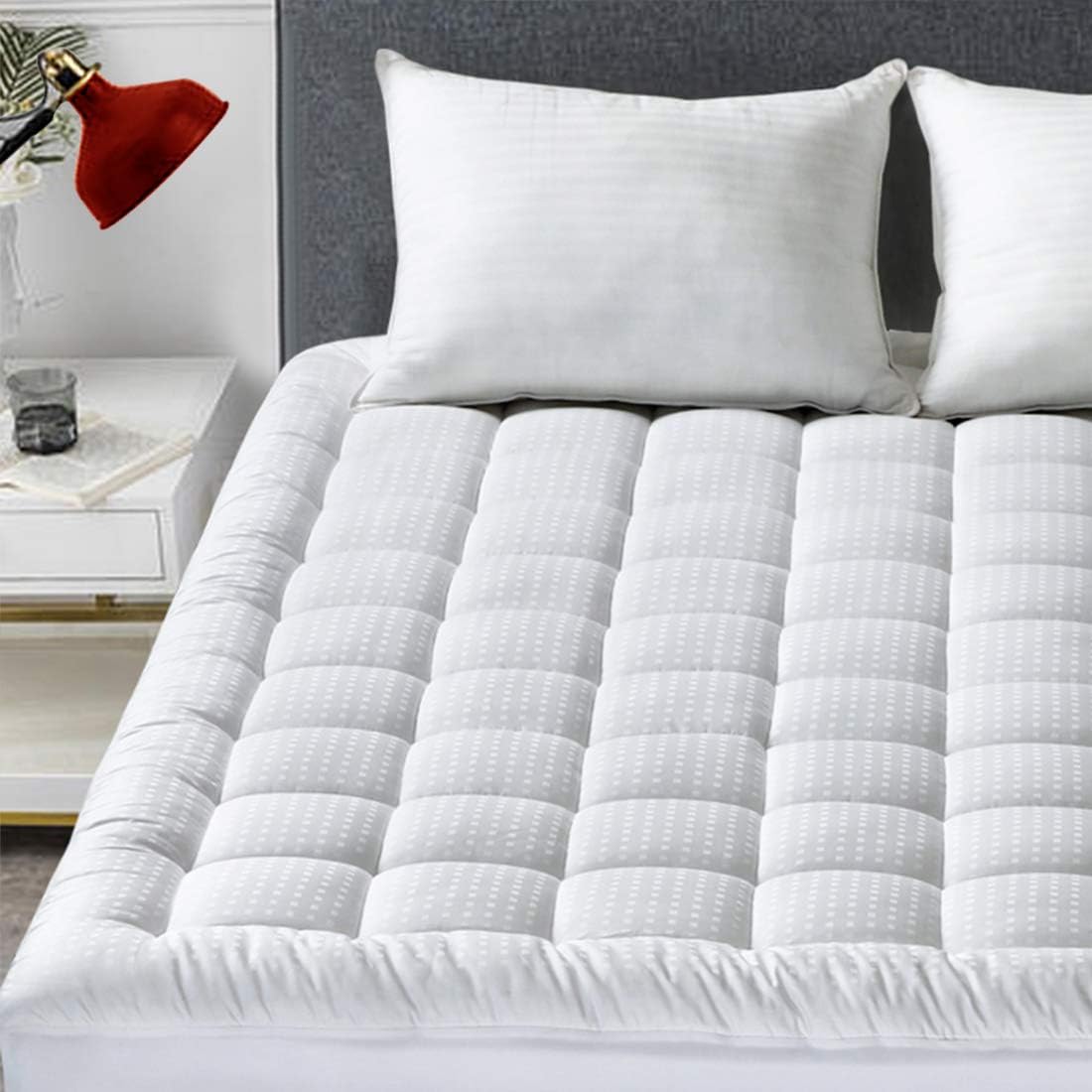 INGALIK Full Mattress Pad Pillow Top Cooling Mattress Topper 8-21" Deep Pocket Cotton Top (Snow Down Alternative, White)