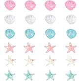 YISSION 24 Pcs Colorful Starfish Hair Clips Cute Seashell Hair Pins Small Hair Barrettes Starfish Hair Clip Mermaid Hair Accessories for Girls Women Beach Party
