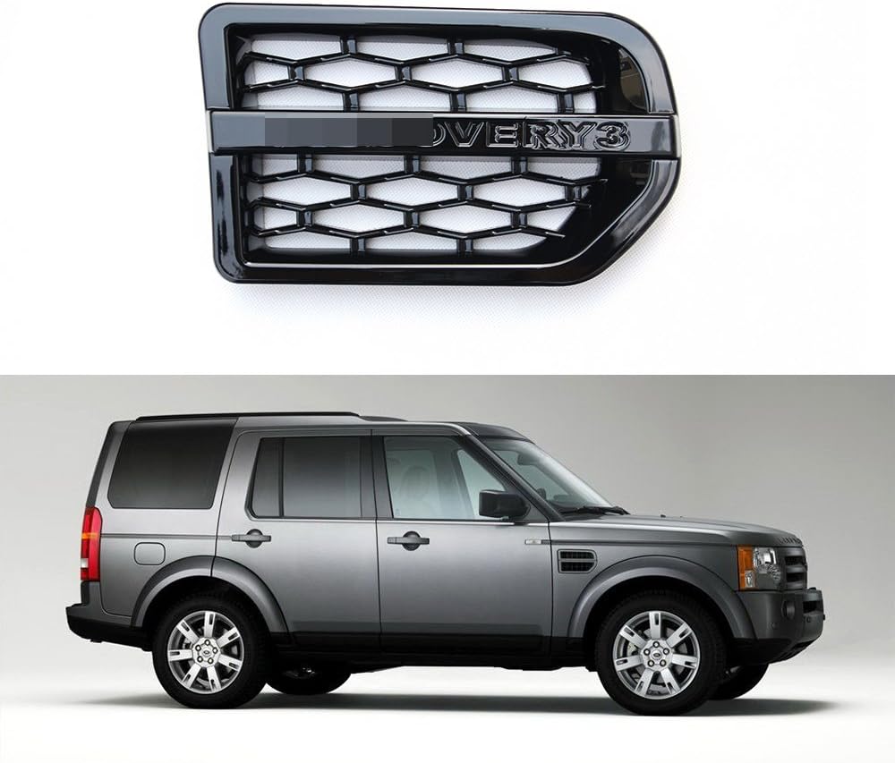 2 Pcs Chrome Side Vent Grille Mesh Grill Fits for Discovery 3 LR3 2004-2009 - Black