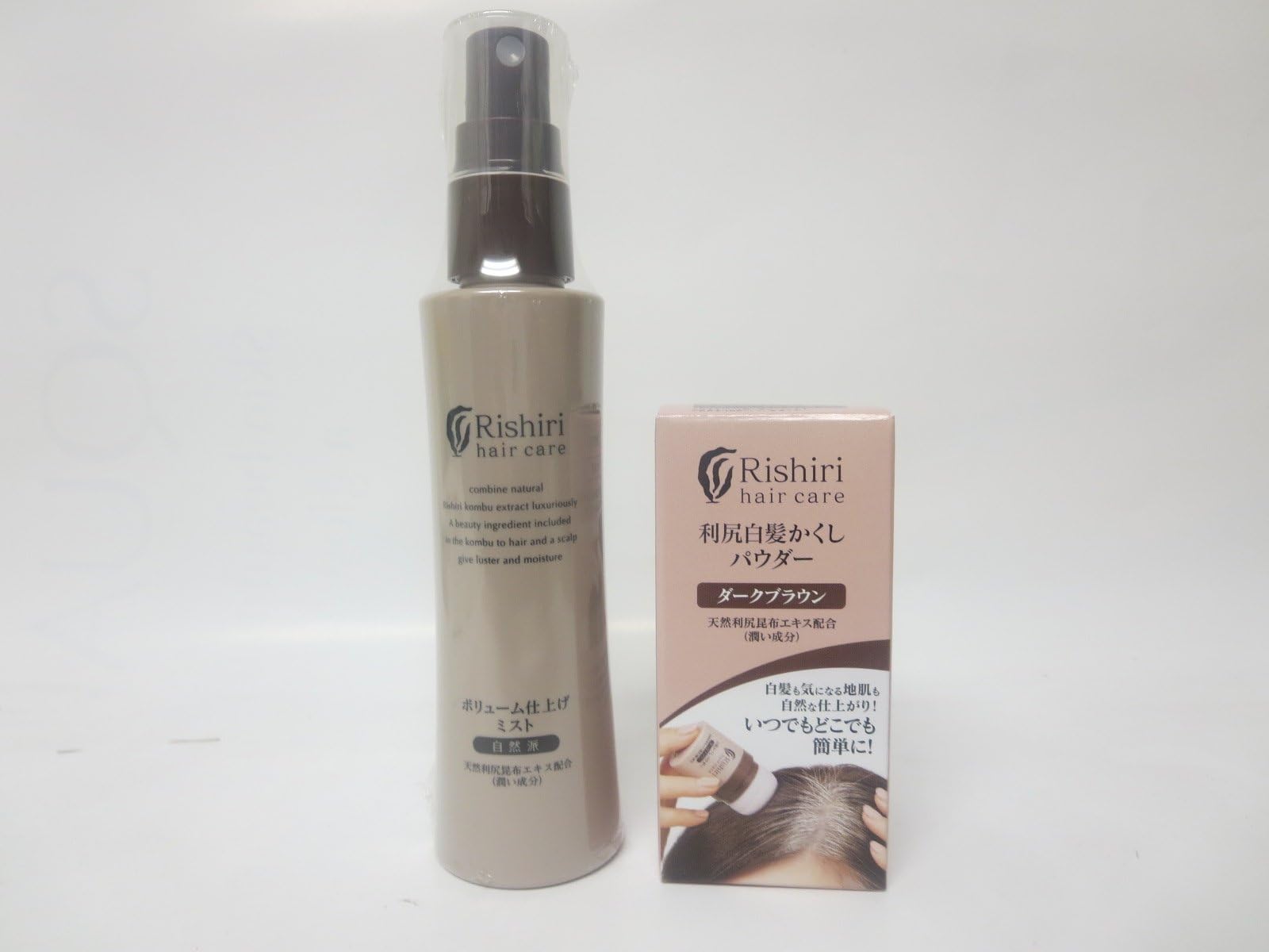 Rishiri Hair Color Powder (0.28oz) and Hair volumizing Mist(2.71fl oz) Set (Dark Brown)