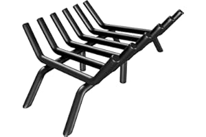 SUZLON Fireplace Grate 17 inch 6 Bar Fireplace Log Grate Heavy Duty Solid Steel Indoor Chimney Hearth with 6 Enhanced Stability Legs Kindling Tools Pit Wood Stove Firewood Burning Rack Holder