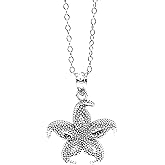 Charm America - Silver Starfish Pendant Necklace- 925 Sterling Silver- Silver Adjustable Necklace 16"-18"